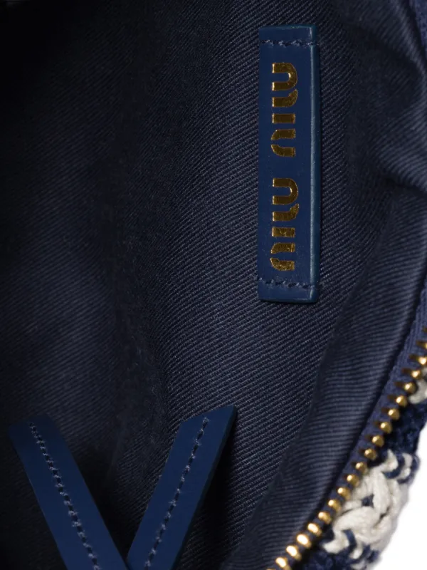 Miu Miu Crochet And Leather Pouch | Blue | FARFETCH CA