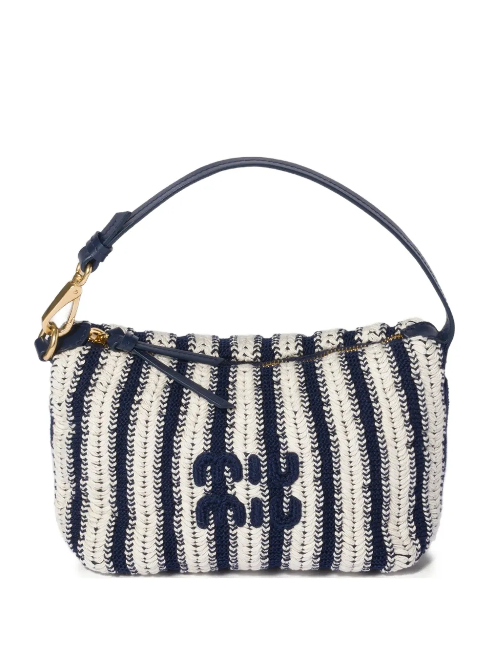 Miu Miu Pouch all'uncinetto con dettagli in pelle - Blu