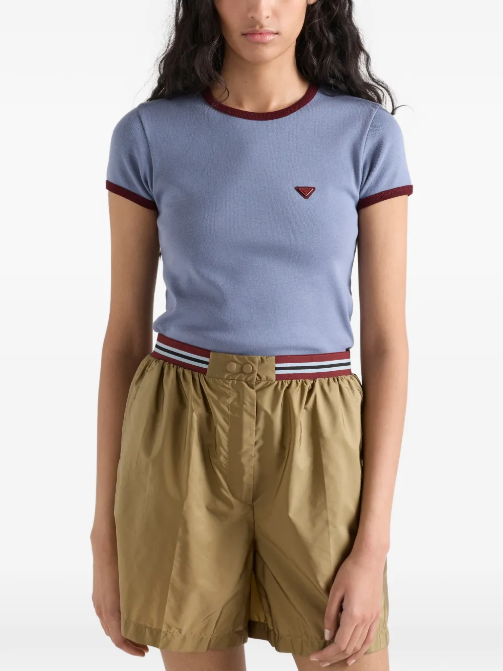  Prada Camiseta De Algodón - Azul 