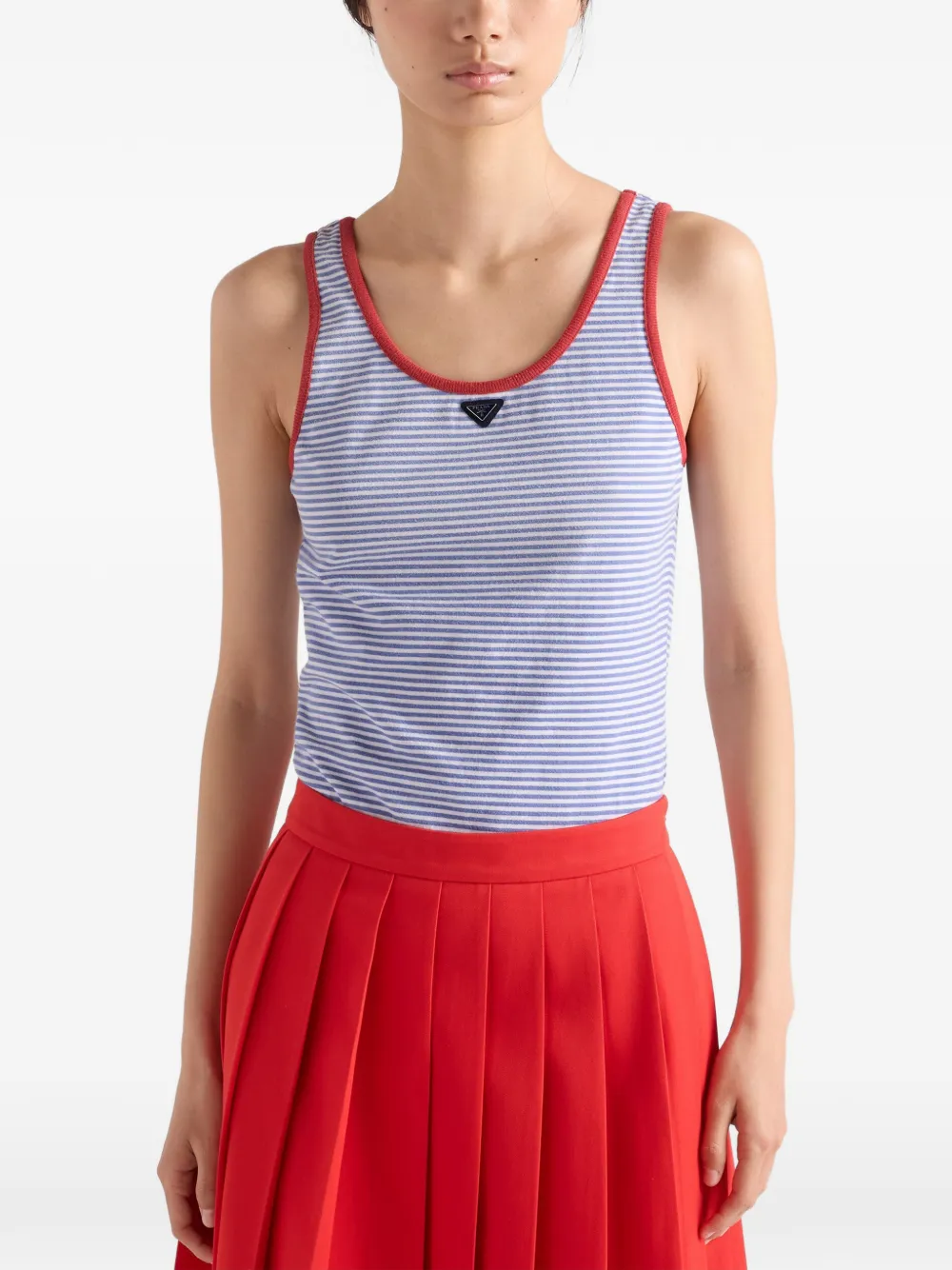 Prada Gestreepte katoenen jersey tanktop Blauw