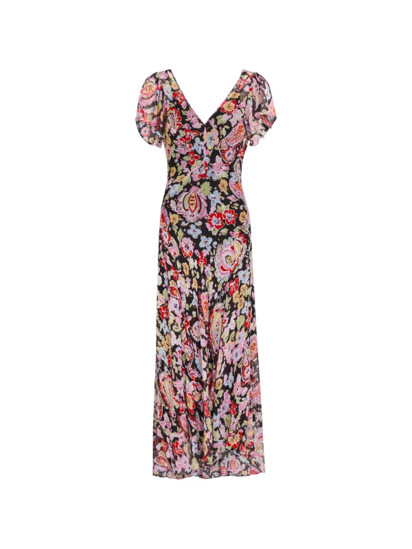 Rixo Bexley V-neck Midi Dress - Black
