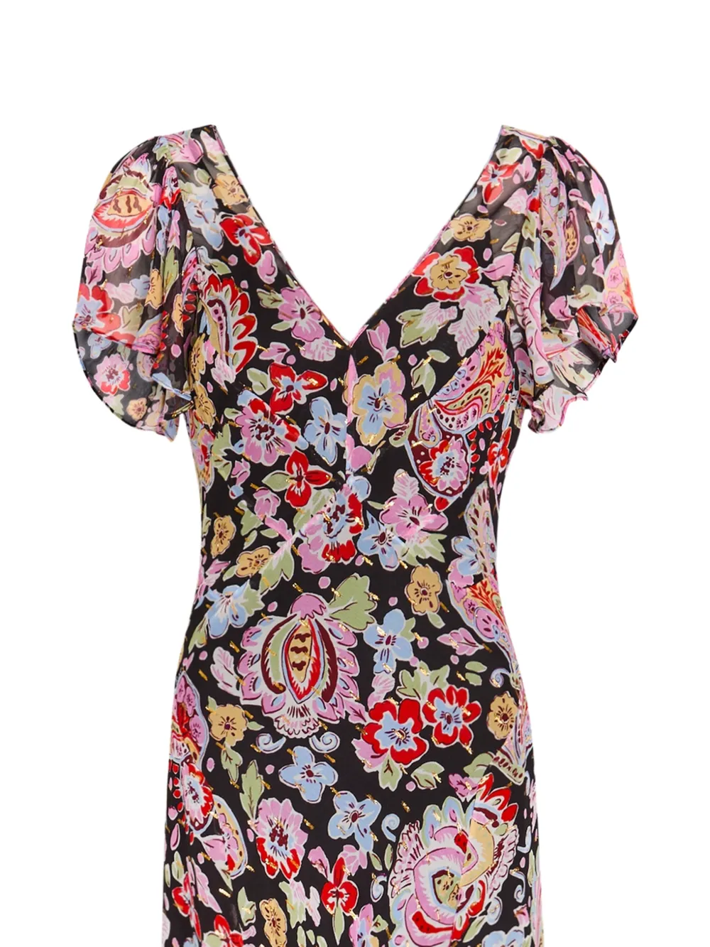 Rixo Bexley midi-jurk met V-hals Zwart