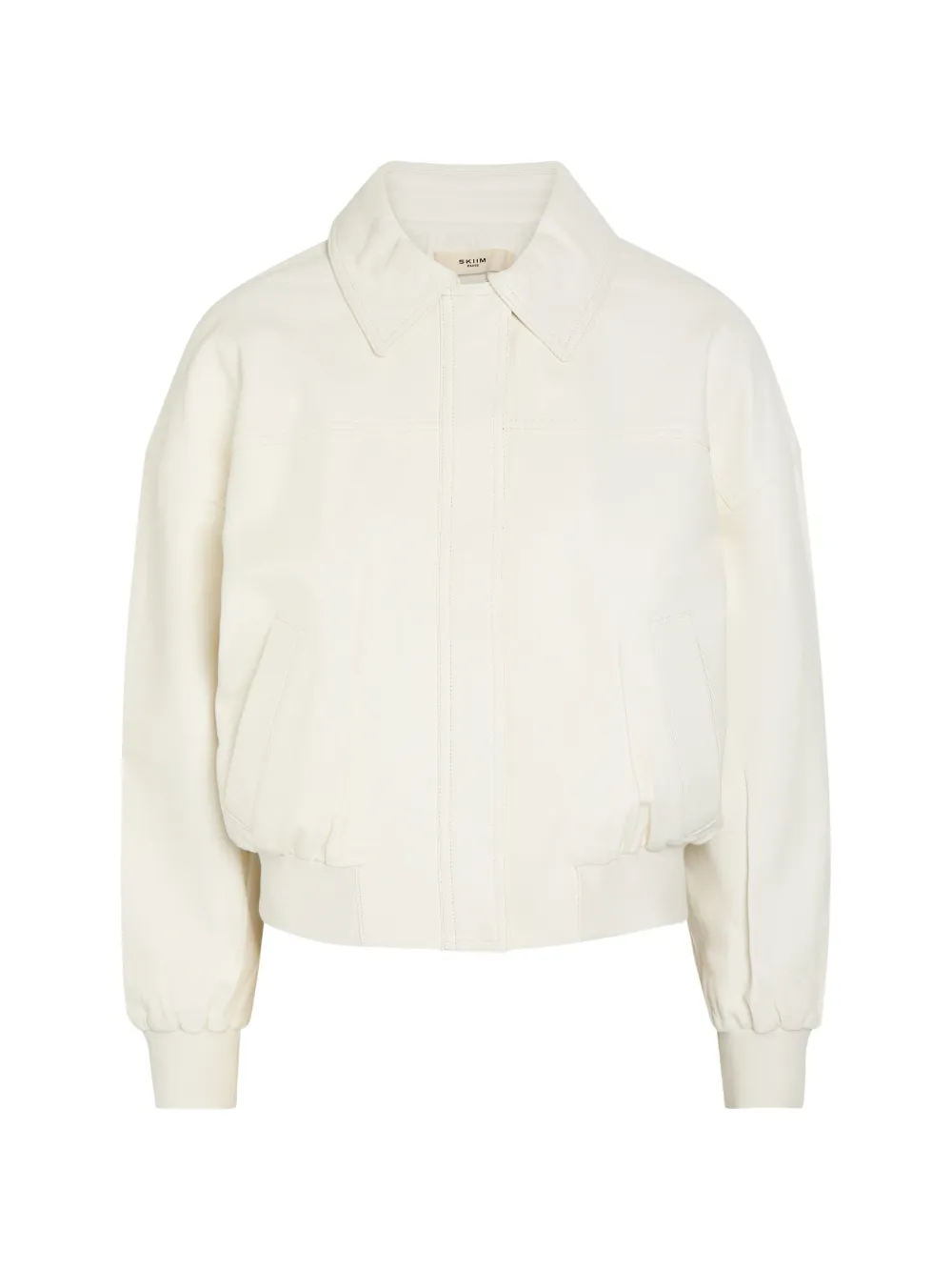 Skiim Boxy leather bomber jacket - Nude