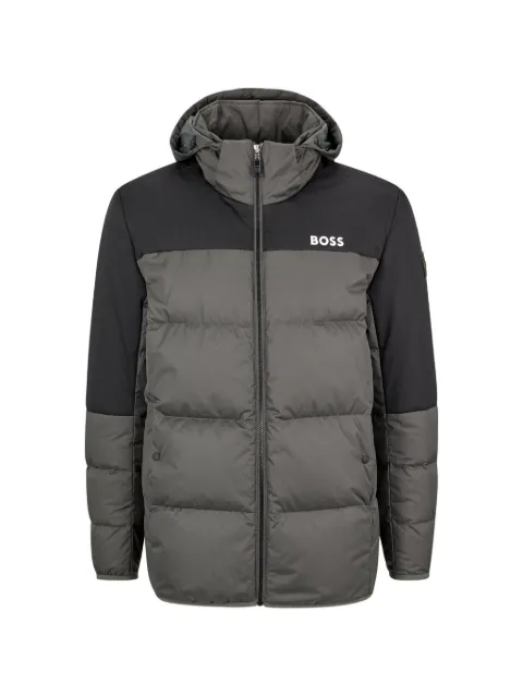 BOSS logo-print hooded down jacket