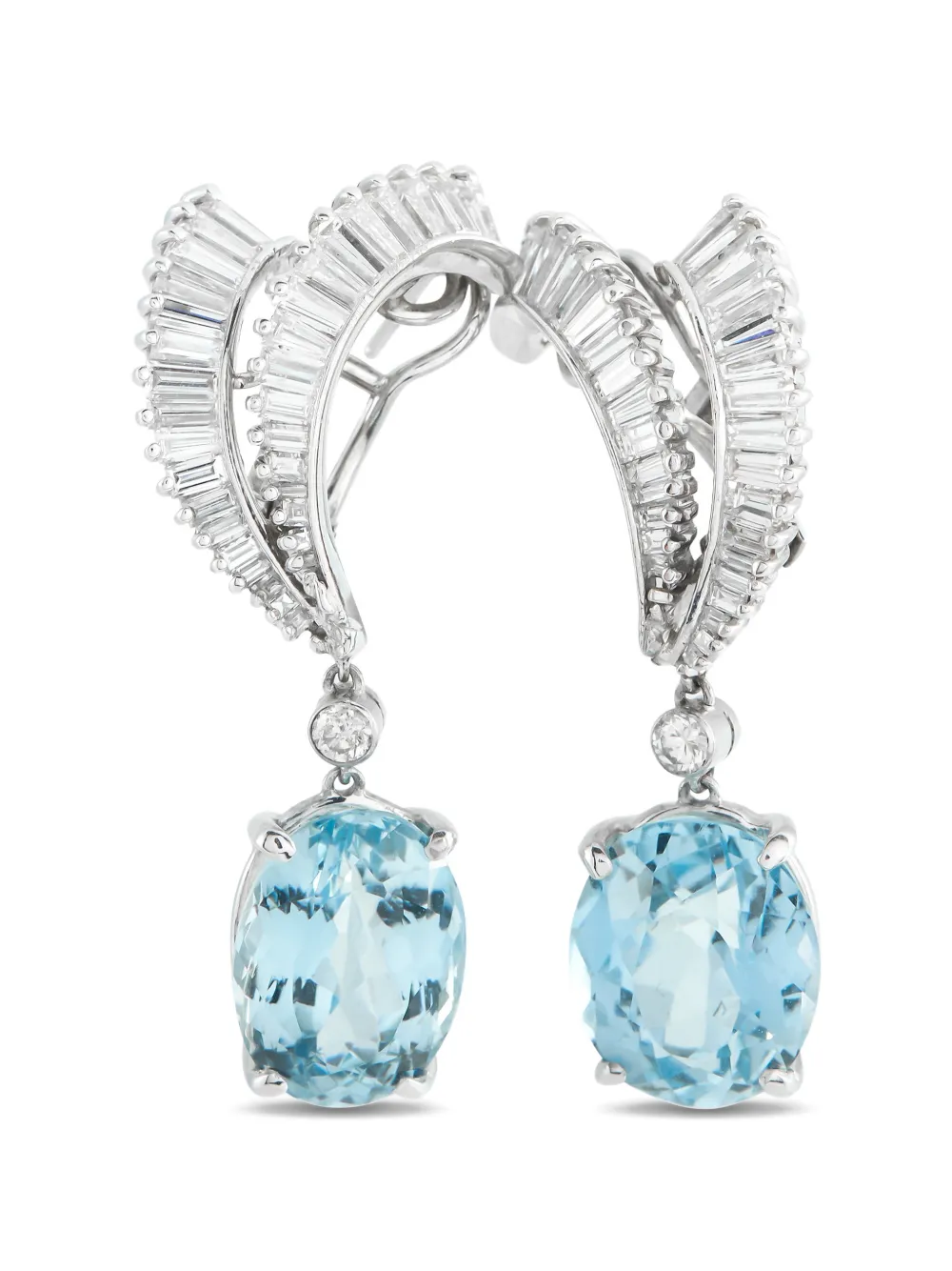 LB Exclusive diamond and aquamarine drop earrings - Argento