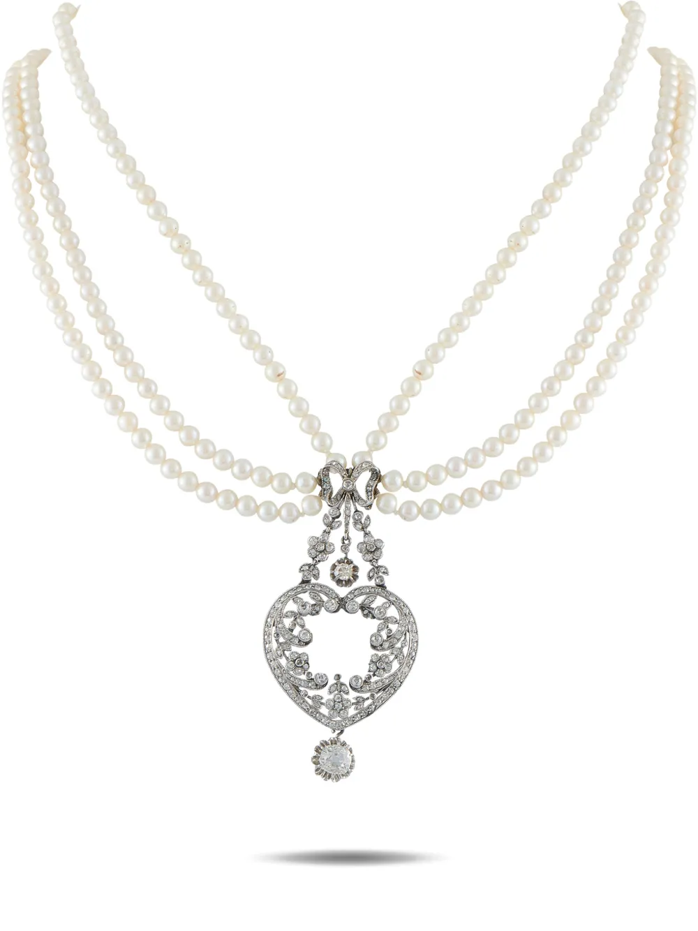 LB Exclusive diamond-embellished pendant pearl necklace - Argento