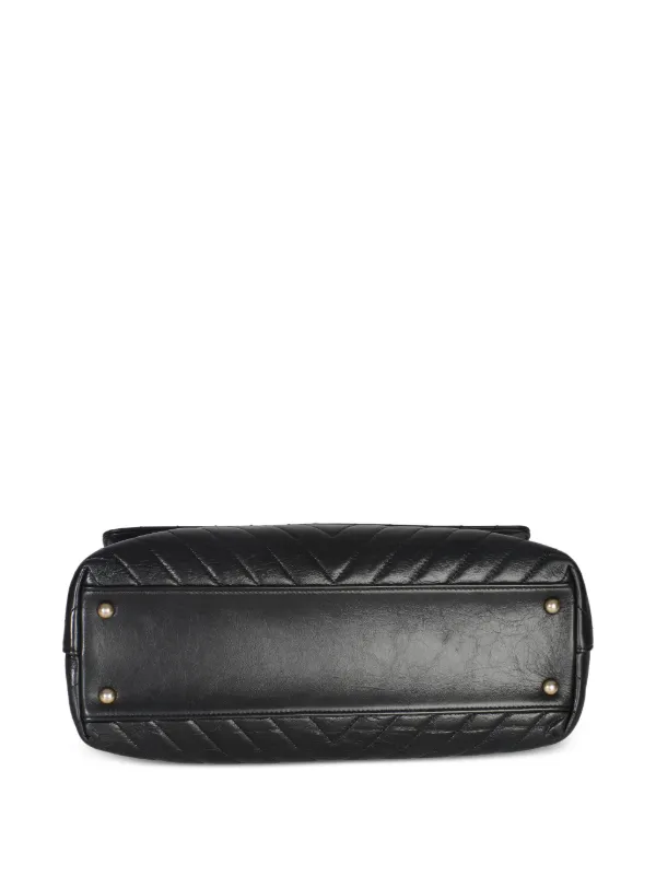 CHANEL Pre-Owned 2018 Large Black Chevron Aged Calfskin Coco Top