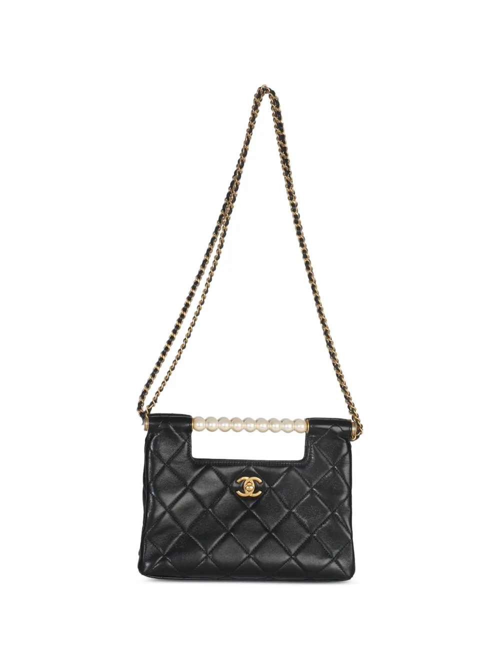 2021-2025 Small Cc Pearls Bar Handle Shopping Quilted Bag