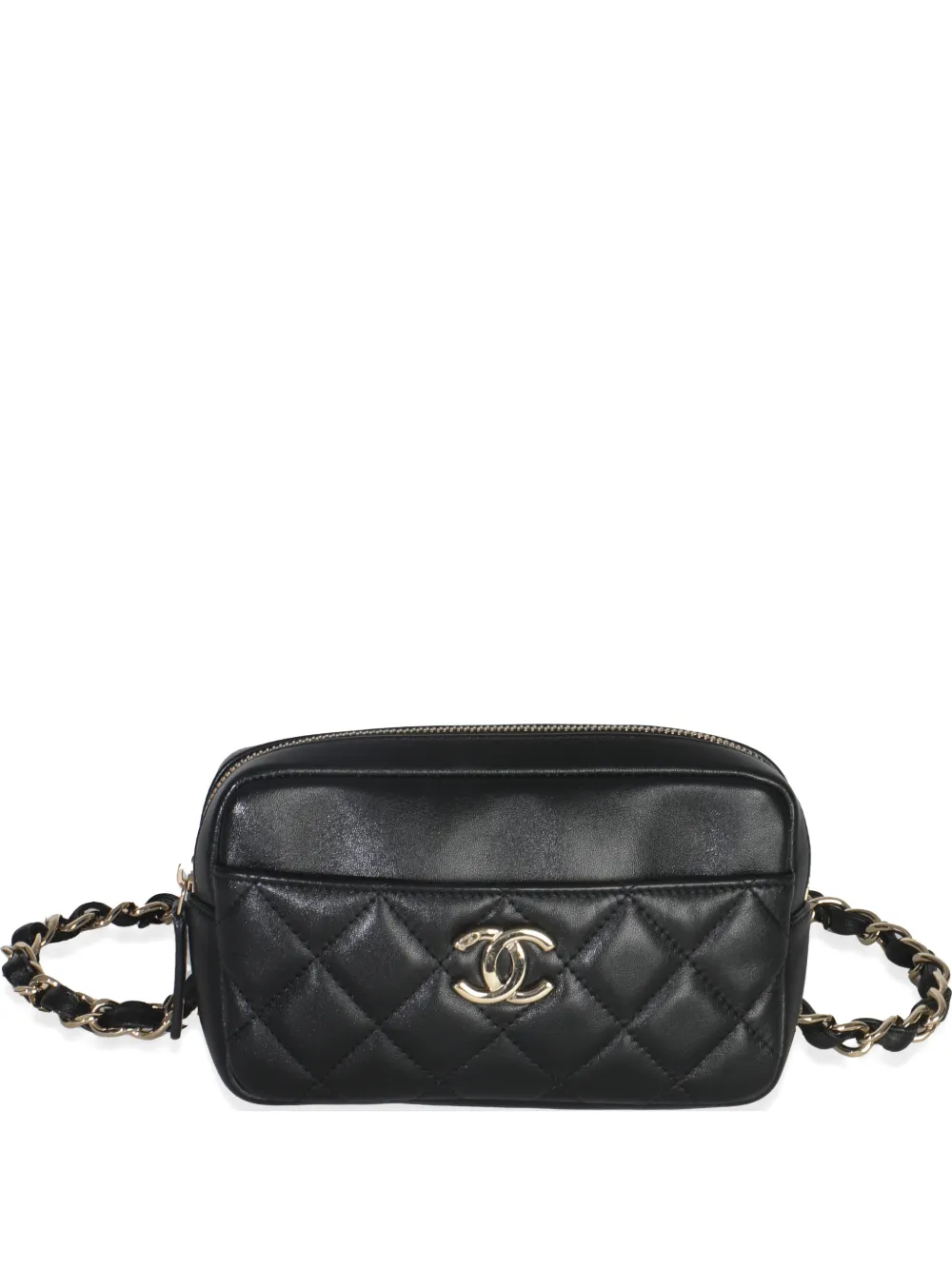 CHANEL Pre-Owned 2019 Black Quilted Lambskin Front Pocket Belt bag - Nero