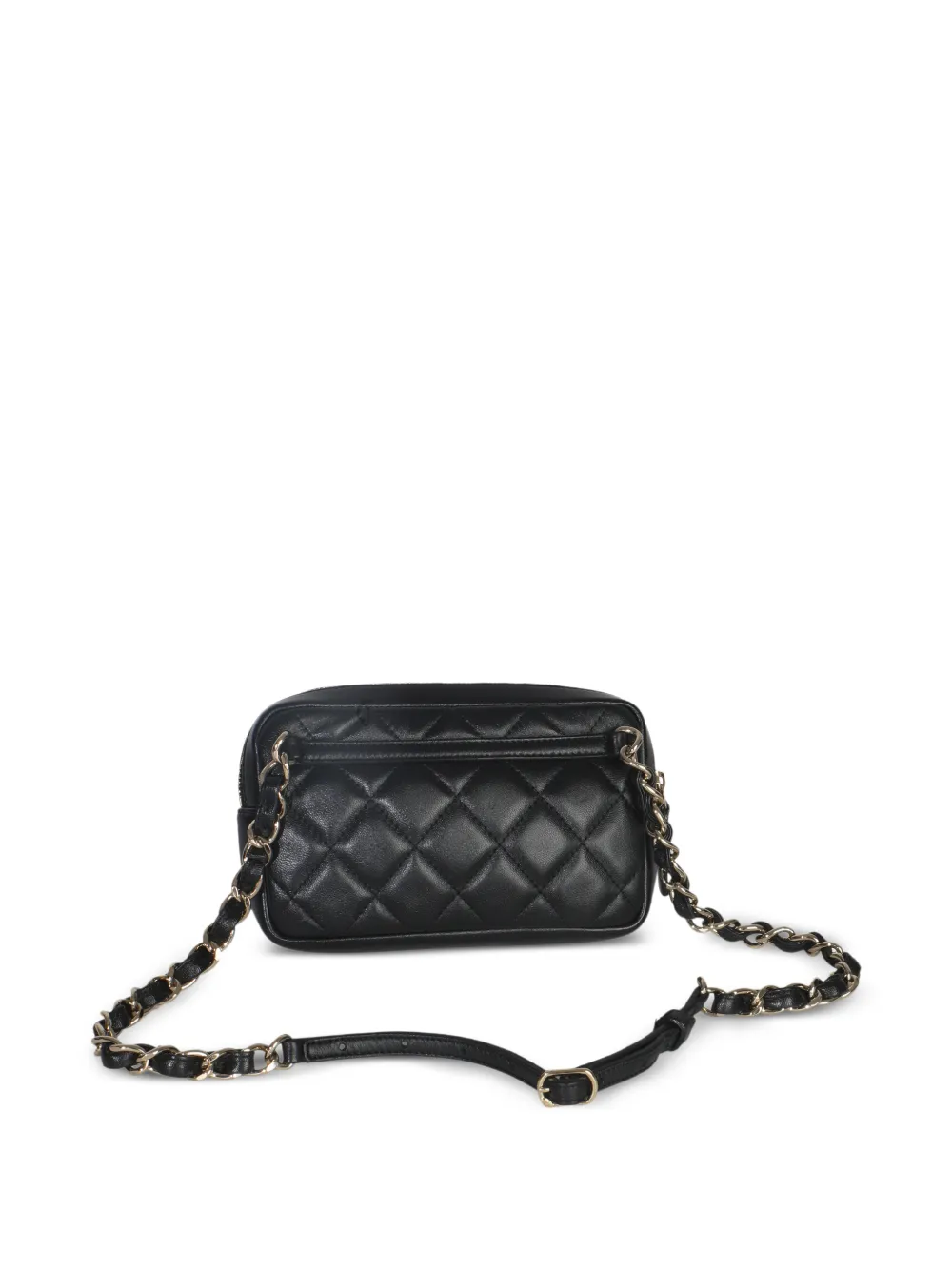 CHANEL Pre-Owned 2019 gewatteerde lamsleren heuptas met voorzak Zwart