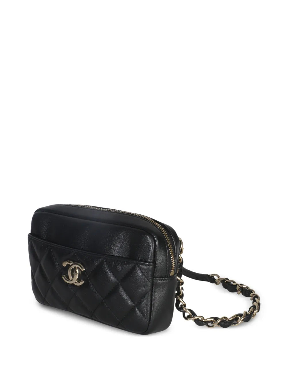 CHANEL Pre-Owned 2019 gewatteerde lamsleren heuptas met voorzak Zwart