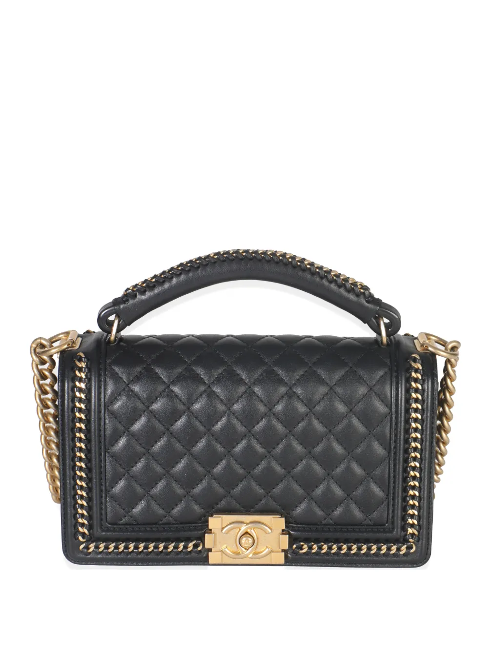 CHANEL Pre-Owned 2018-2019 Boy quilted chain top handle bag - Nero