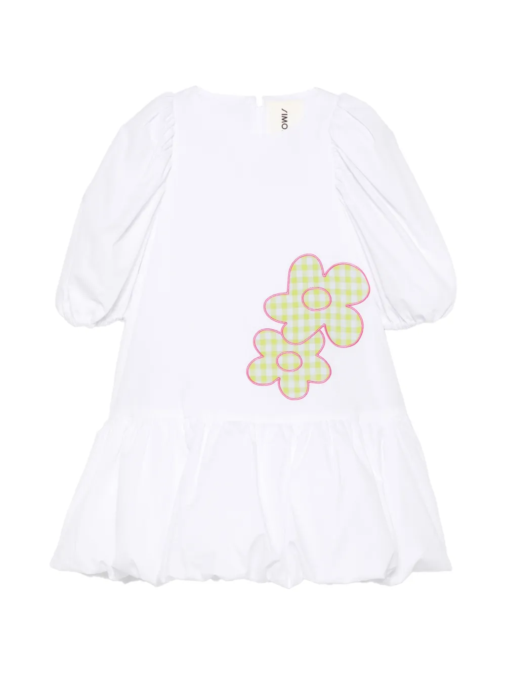 Simonetta flower-appliqué dress - Bianco