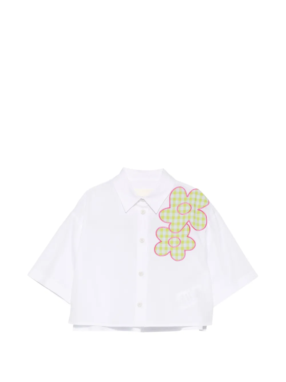 Simonetta flower-appliqué shirt - Bianco