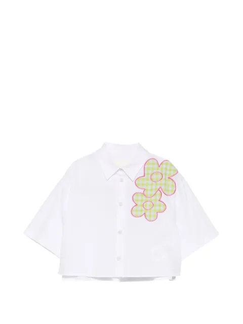 Simonetta flower-appliqué shirt