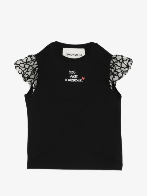 Simonetta lace ruffled T-shirt