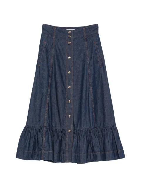ZIMMERMANN Aster ruffled denim maxi skirt