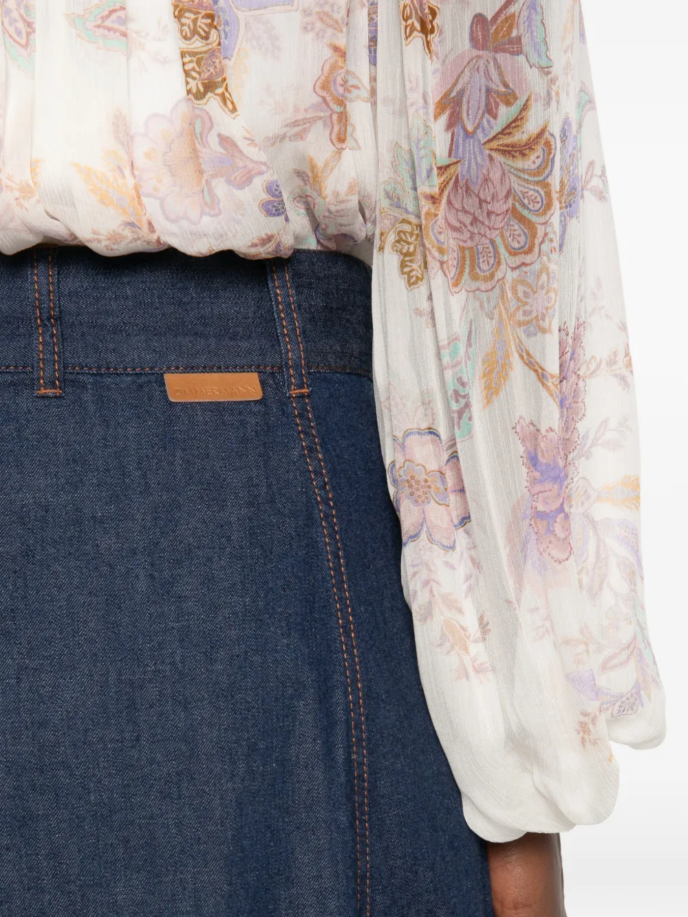 ZIMMERMANN Aster denim maxi-rok met ruches Blauw