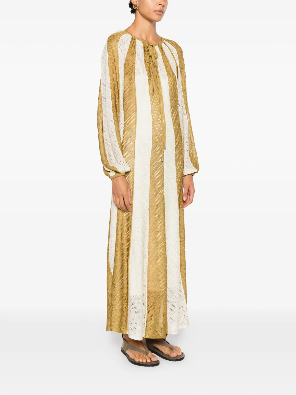 ZIMMERMANN Mahon Splice gestreepte maxi-dress met lange mouwen Groen
