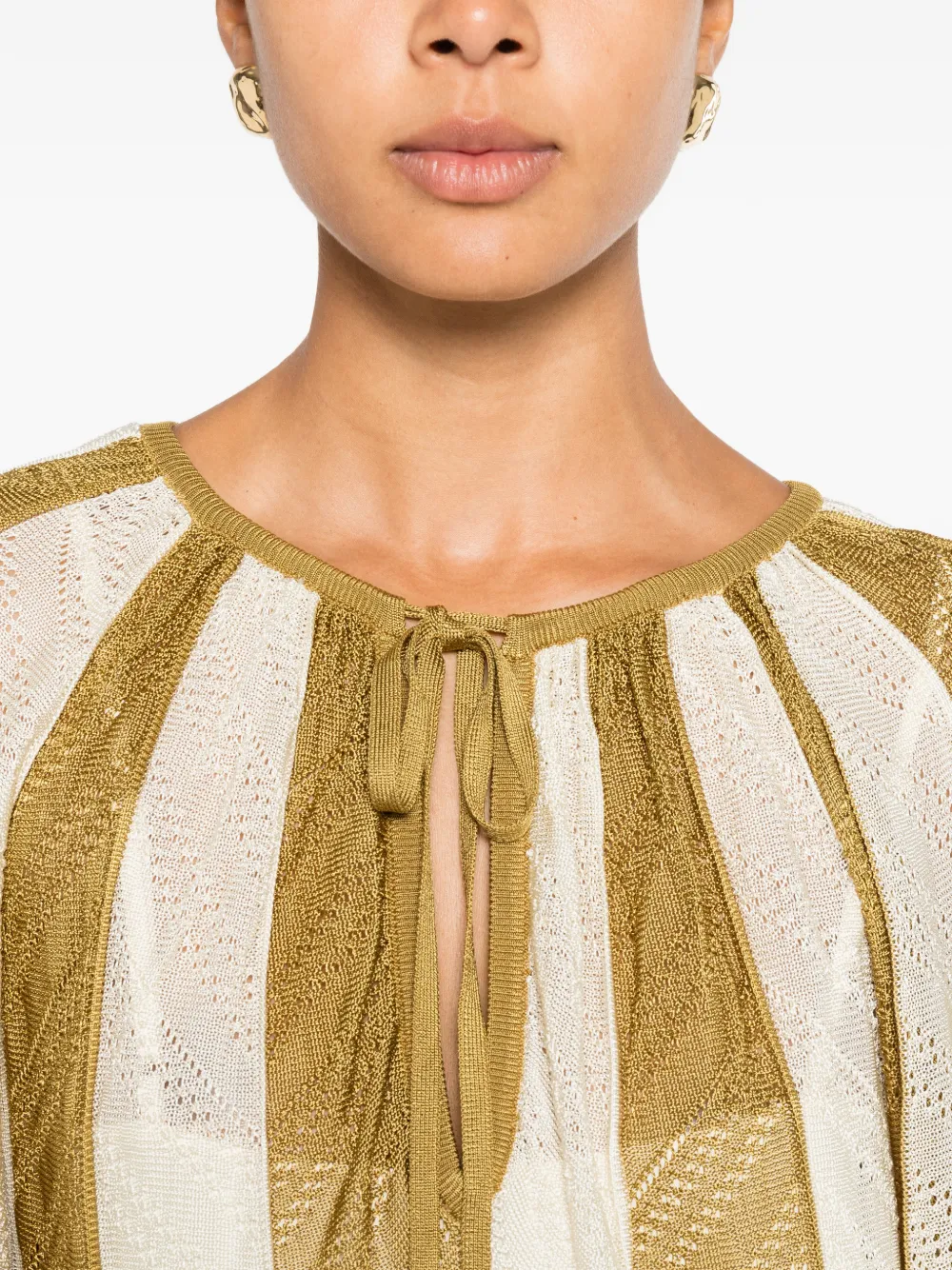 ZIMMERMANN Mahon Splice gestreepte maxi-dress met lange mouwen Groen