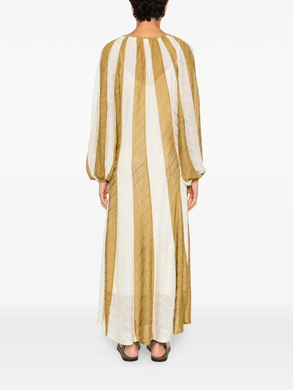 ZIMMERMANN Mahon Splice gestreepte maxi-dress met lange mouwen Groen