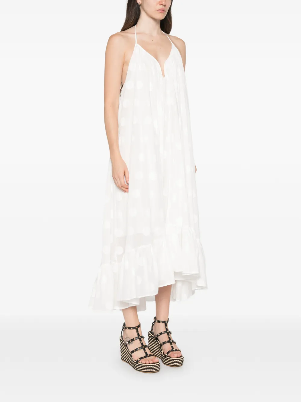 ZIMMERMANN Midi-jurk met stippen Beige