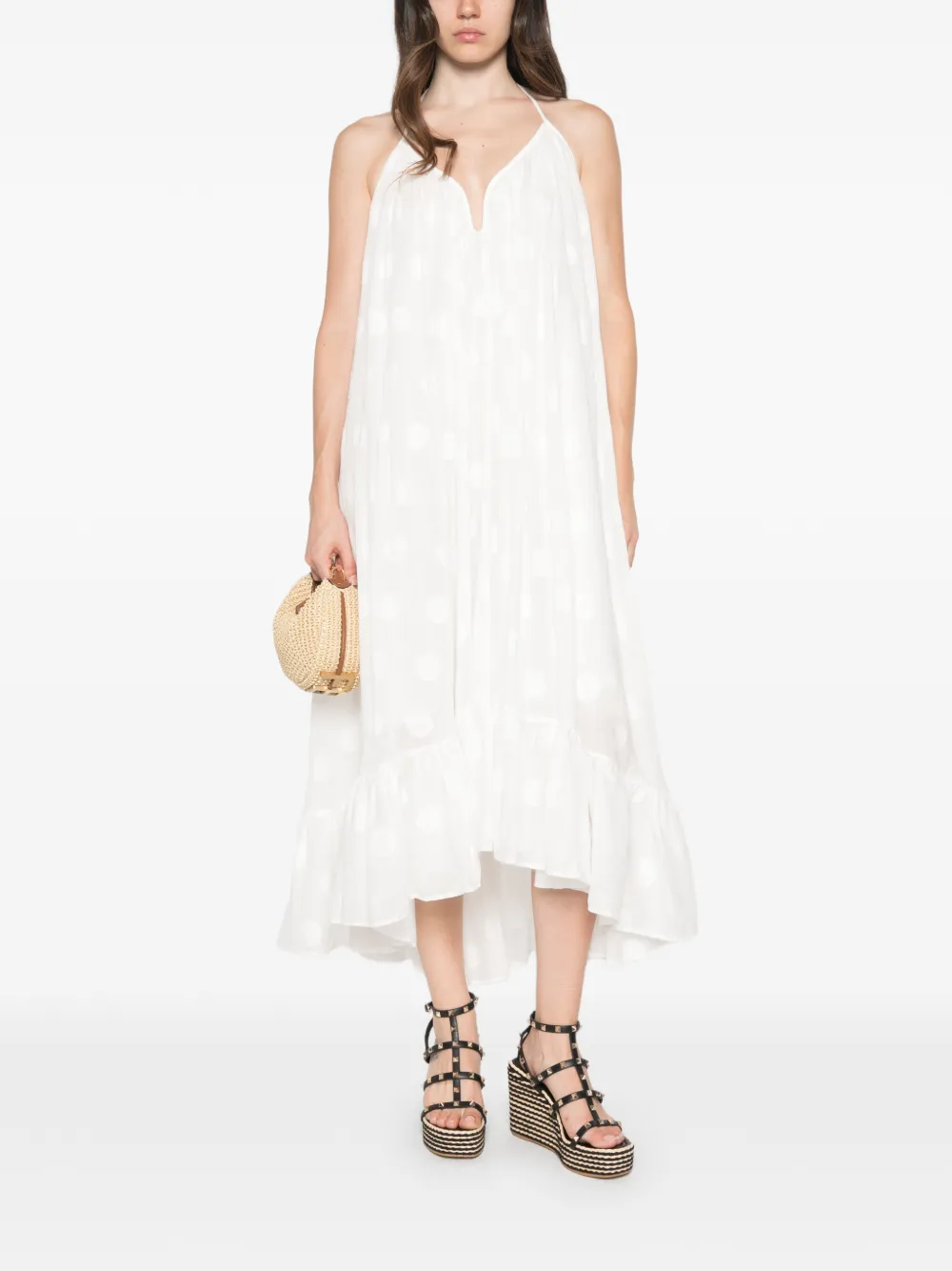 ZIMMERMANN Midi-jurk met stippen Beige