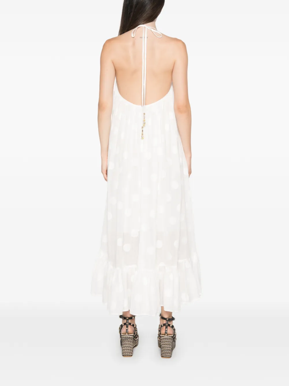 ZIMMERMANN Midi-jurk met stippen Beige