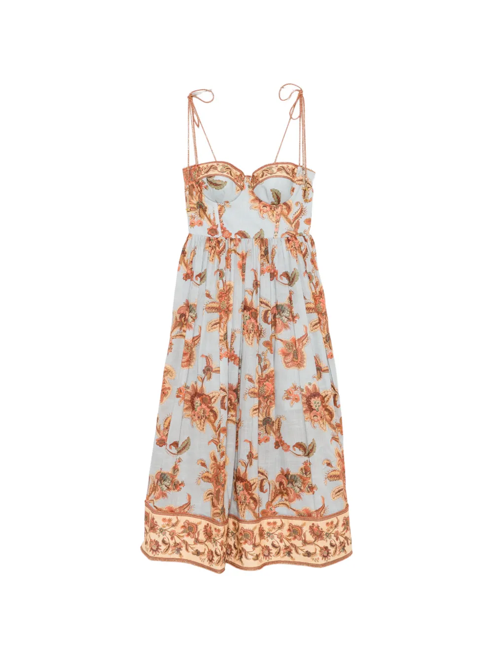 ZIMMERMANN Aster floral-print corset midi dress - Blue