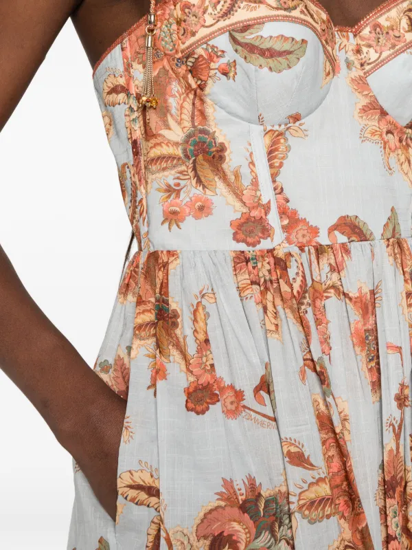 aster floral midi dress ZIMMERMANN Aster Long Sleeve Midi Dress | Cream Jacobean