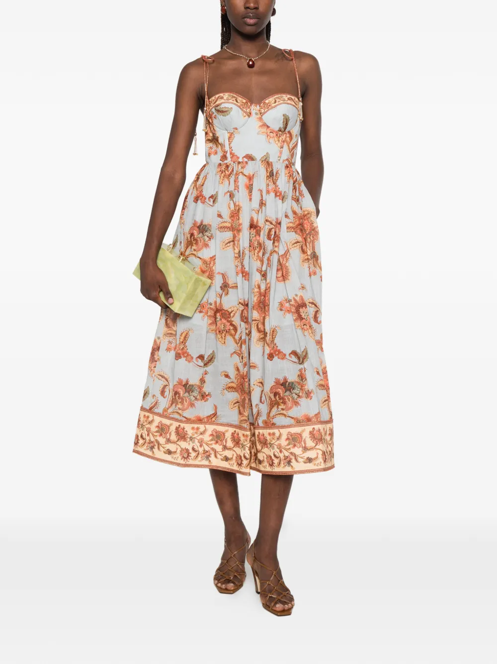 ZIMMERMANN Aster korset midi-jurk Blauw