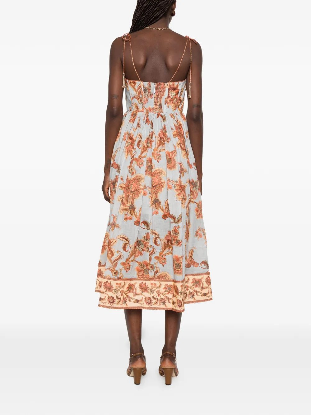 ZIMMERMANN Aster korset midi-jurk Blauw