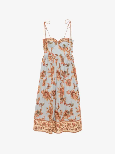 ZIMMERMANN Aster floral-print corset midi dress