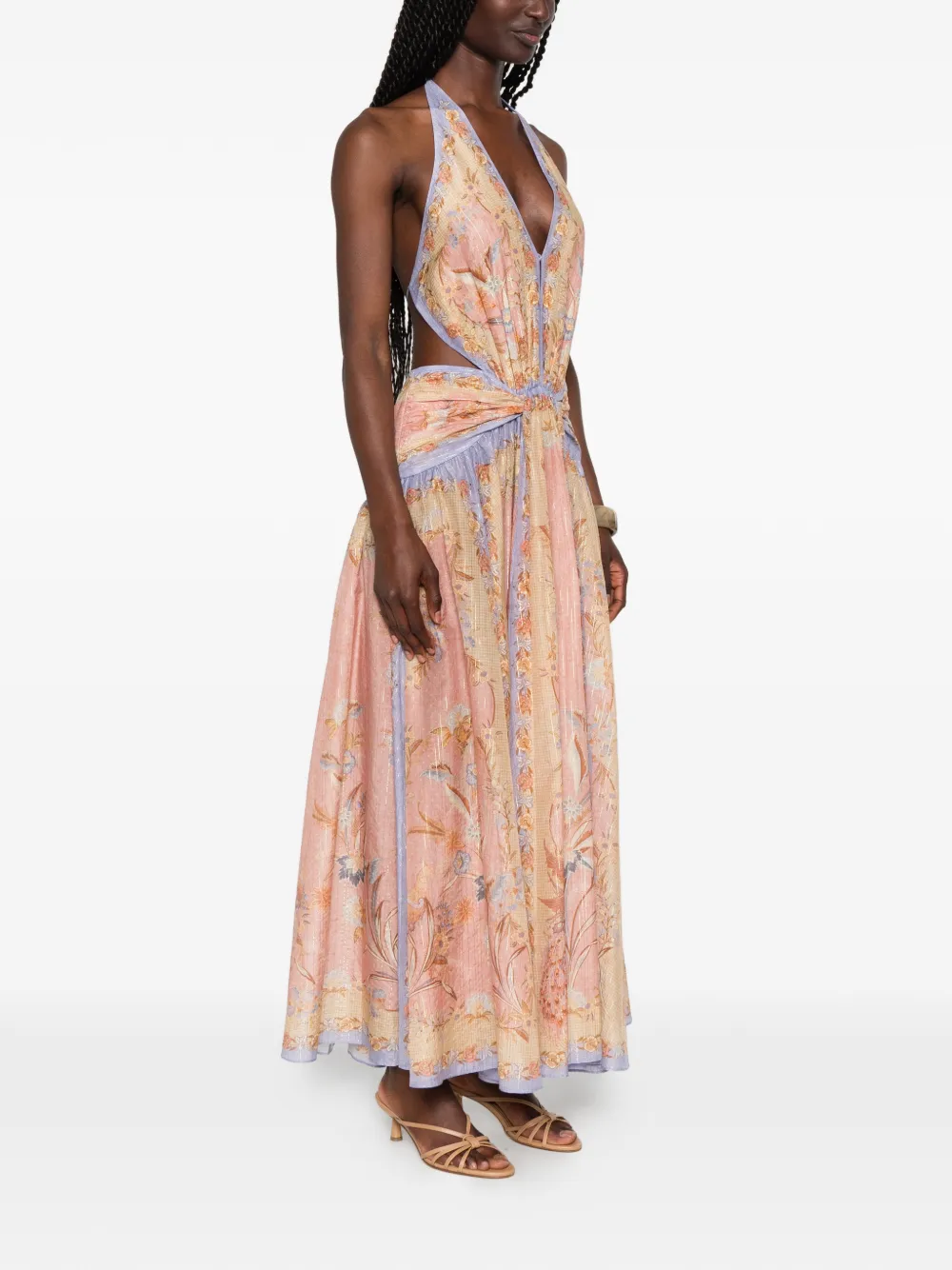 ZIMMERMANN Indra maxi-jurk met watervalhals Beige