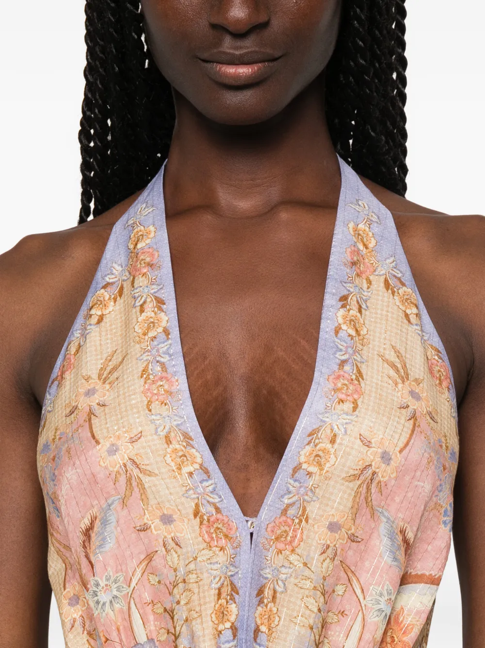 ZIMMERMANN Indra maxi-jurk met watervalhals Beige