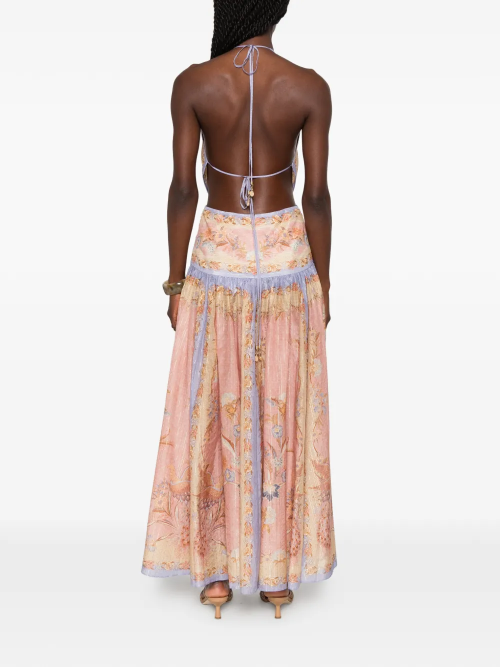 ZIMMERMANN Indra maxi-jurk met watervalhals Beige