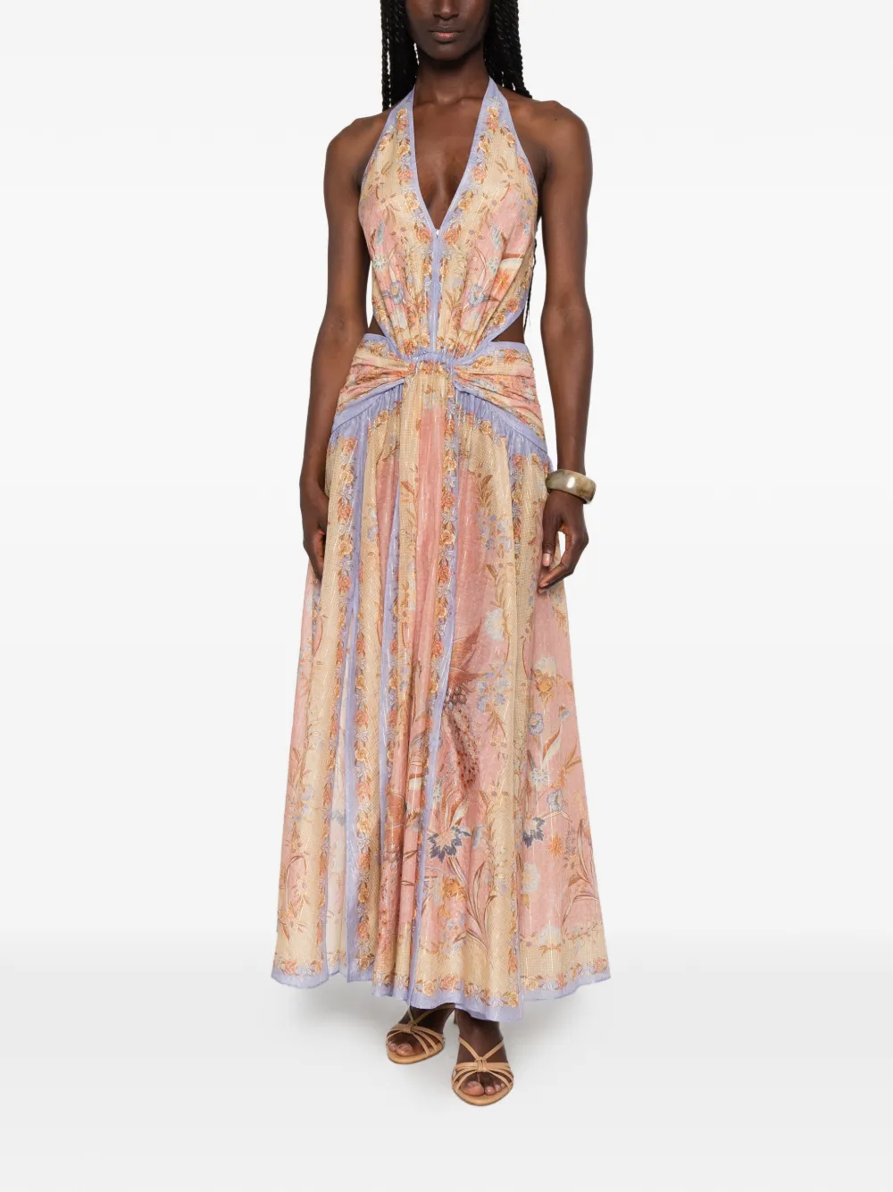 ZIMMERMANN Indra maxi-jurk met watervalhals Beige