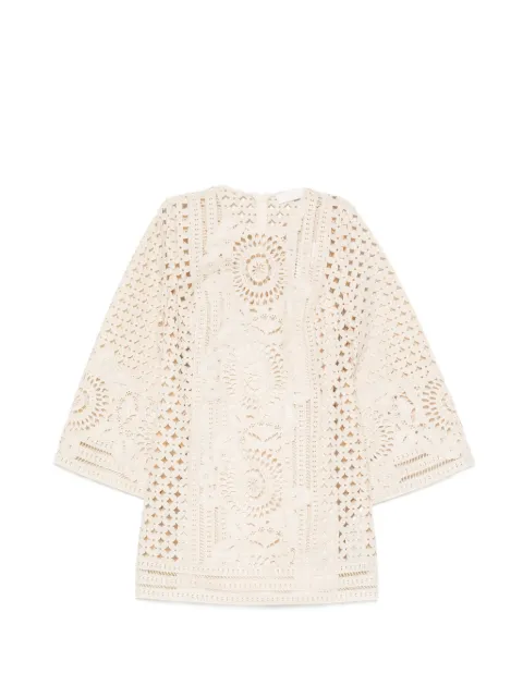 ZIMMERMANN ZIM INDRA EMBROIDERED MINI DRESS TEA