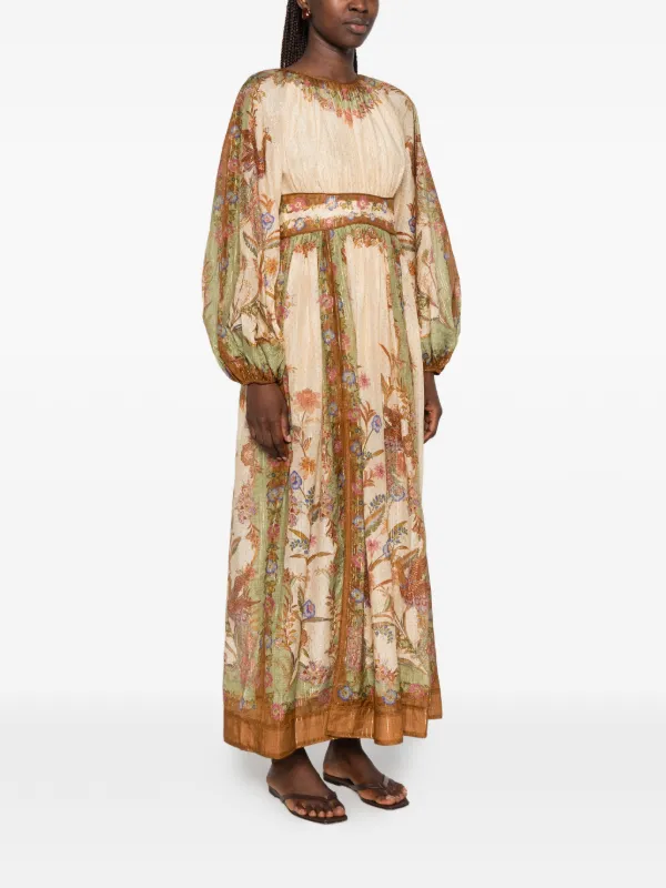 zimmermann long sleeve dresses Zimmermann Indra Floral-print Maxi Dress