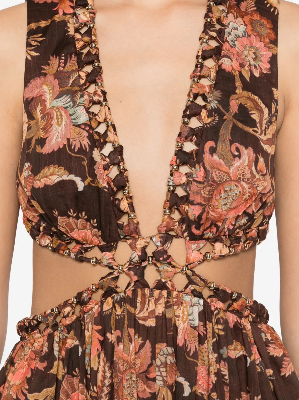 ZIMMERMANN Jurk met bloemenprint Bruin