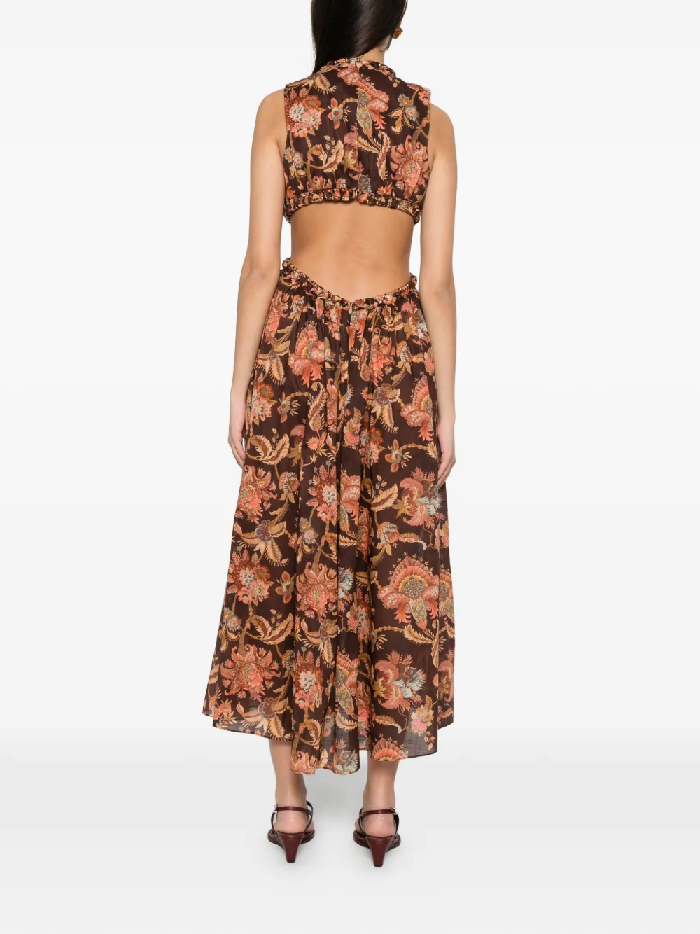 ZIMMERMANN Jurk met bloemenprint Bruin