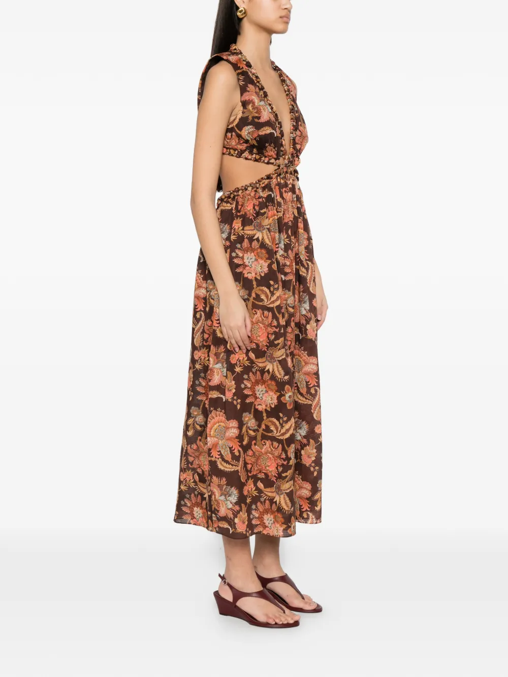 ZIMMERMANN Jurk met bloemenprint Bruin
