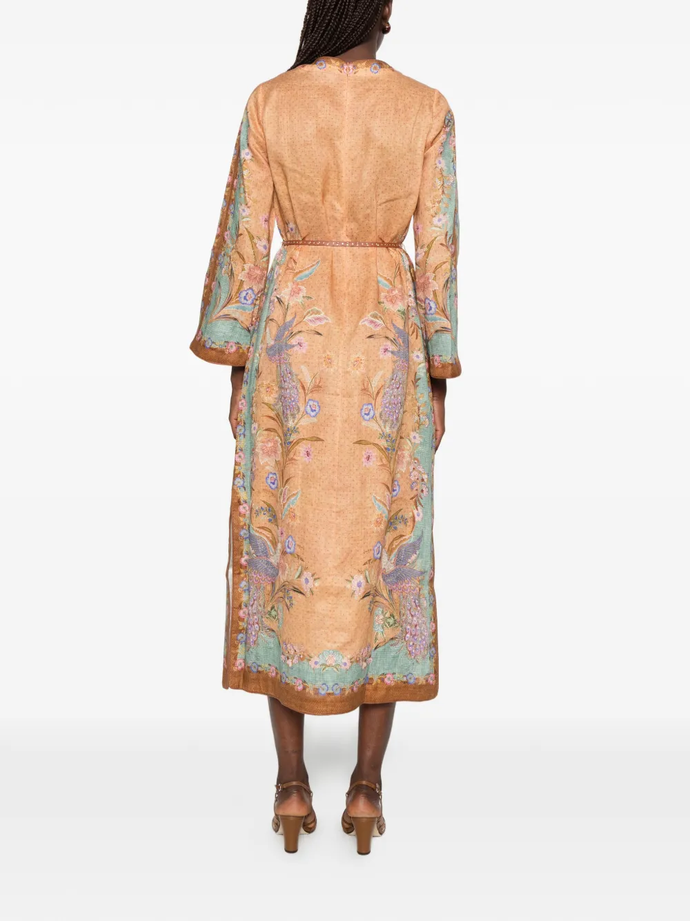 ZIMMERMANN Indra jurk met bloemenprint en veters Beige