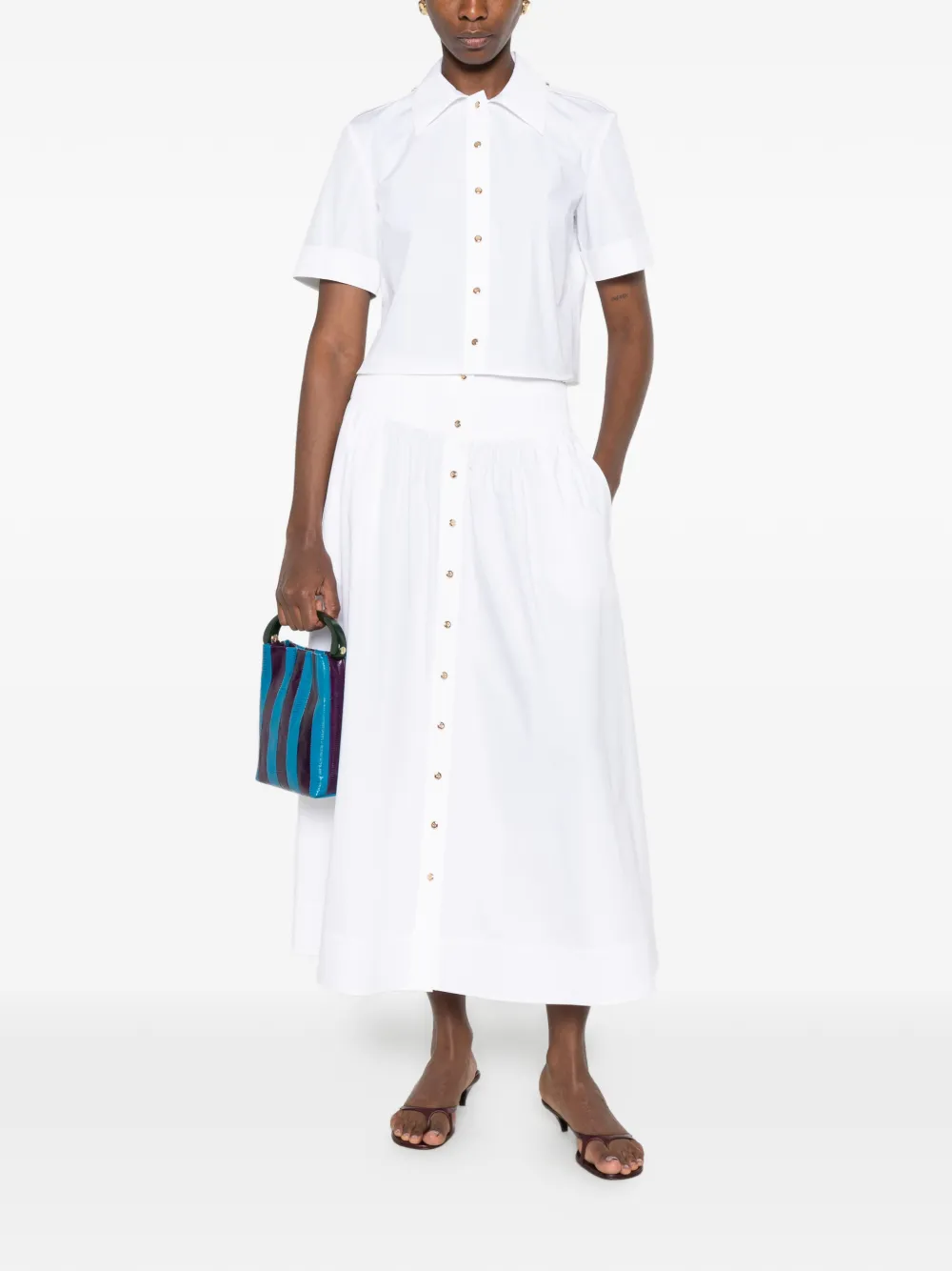 Tory Burch Button-down katoenen mini-rok Wit
