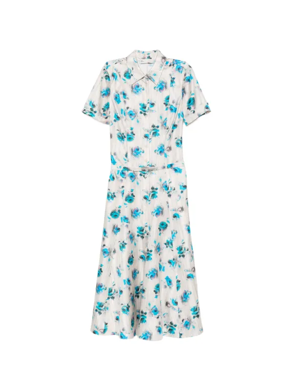 Tory Burch Flared Silk Shirtdress in White