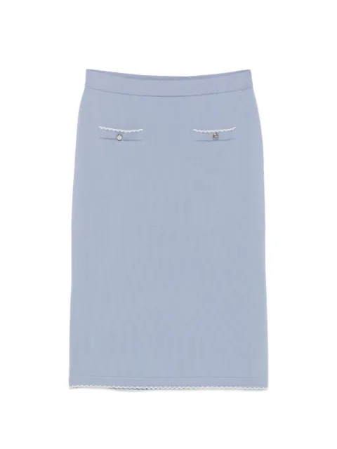 Tory Burch falda de lana festoneada