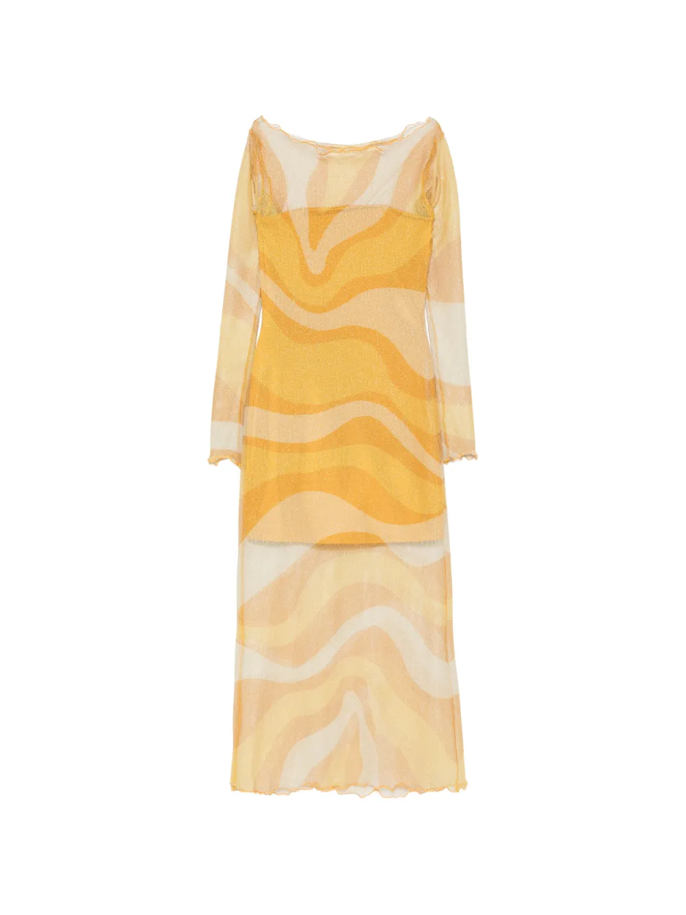 Cala de la Cruz Ursa fishnet long-sleeve midi dress - Giallo