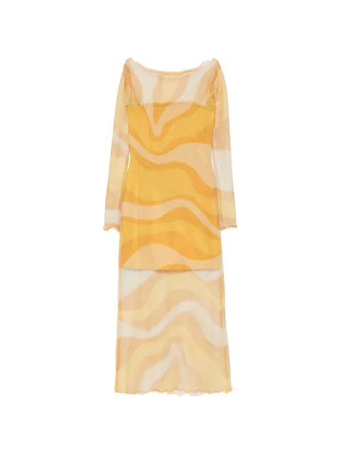 Cala de la Cruz Ursa fishnet long-sleeve midi dress