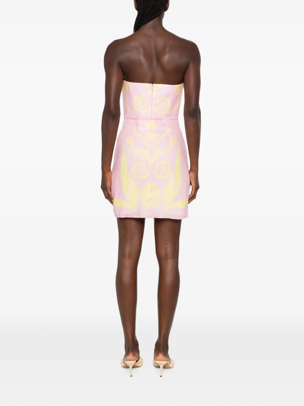 Cala de la Cruz Jolie strapless mini-jurk met print Roze