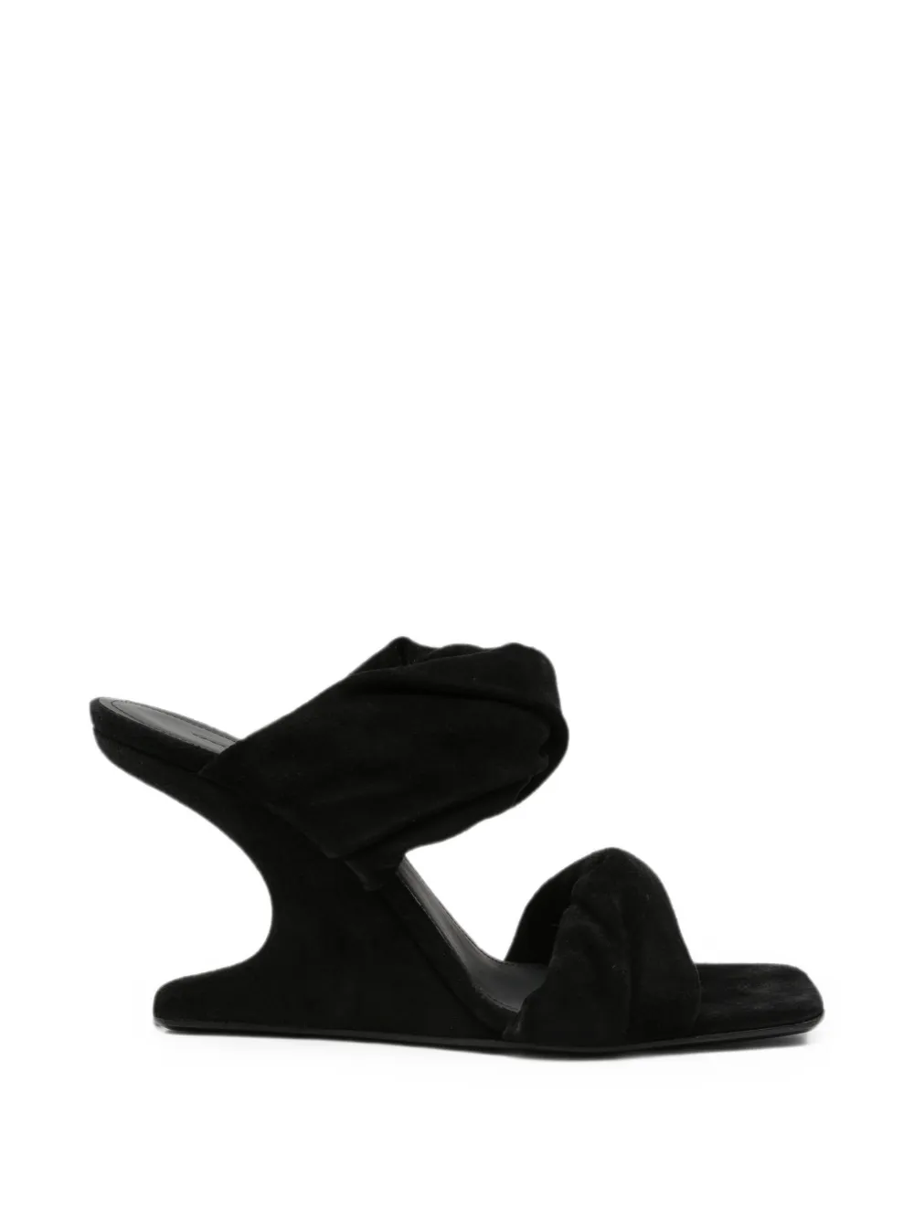 Rick Owens Cantilever Suede Sandals In Black